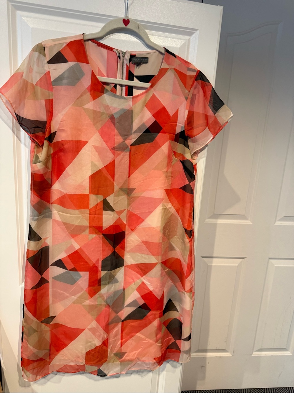 Vince Camuto Coral & Pink Geometric Shift Dress